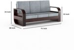 Sheesham Wood 6 Seater Sofa Set – Walnut Finish - Image 4