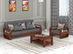 FrontWood Sheesham Wood Round Arm Sofa Set for Living Room - Image 41