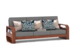 Sheesham Wood 7 Seater Wooden Sofa – Honey Finish - Image 2