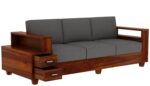 Sheesham Wood Sofa Set with 2 Drawer Storage – Honey Finish - Image 3