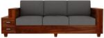 Sheesham Wood Sofa Set with 2 Drawer Storage – Honey Finish - Image 4
