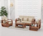 FrontWood Sheesham Wood Round Arm Sofa Set for Living Room - Image 17
