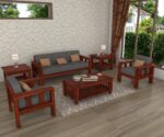 FrontWood Sheesham Wood Cushioned Sofa Set for Living Room