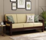Solid Sheesham Wood 5 Seater Sofa Set – 3+1+1 Configuration – Walnut Finish - Image 6