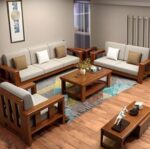 Sheesham Wood 6 Seater Sofa Set – Natural Finish – Style B