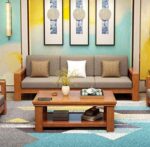 Sheesham Wood 6 Seater Sofa Set – Natural Finish – Style B - Image 2