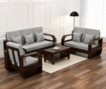 Sheesham Wood 6 Seater Sofa Set – Walnut Finish