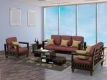 Sheesham Wood 6 Seater Standard Sofa Set – Natural Finish - Image 2