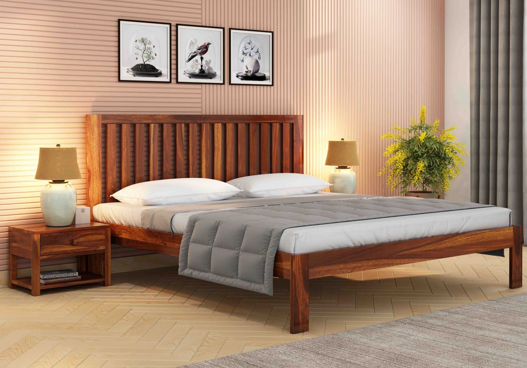 Caviar Solid Sheesham Wood Bed (Without Storage)