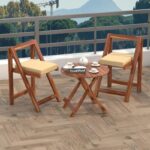 Sheesham Wood Foldable 2 Seater Round Patio Dining Set