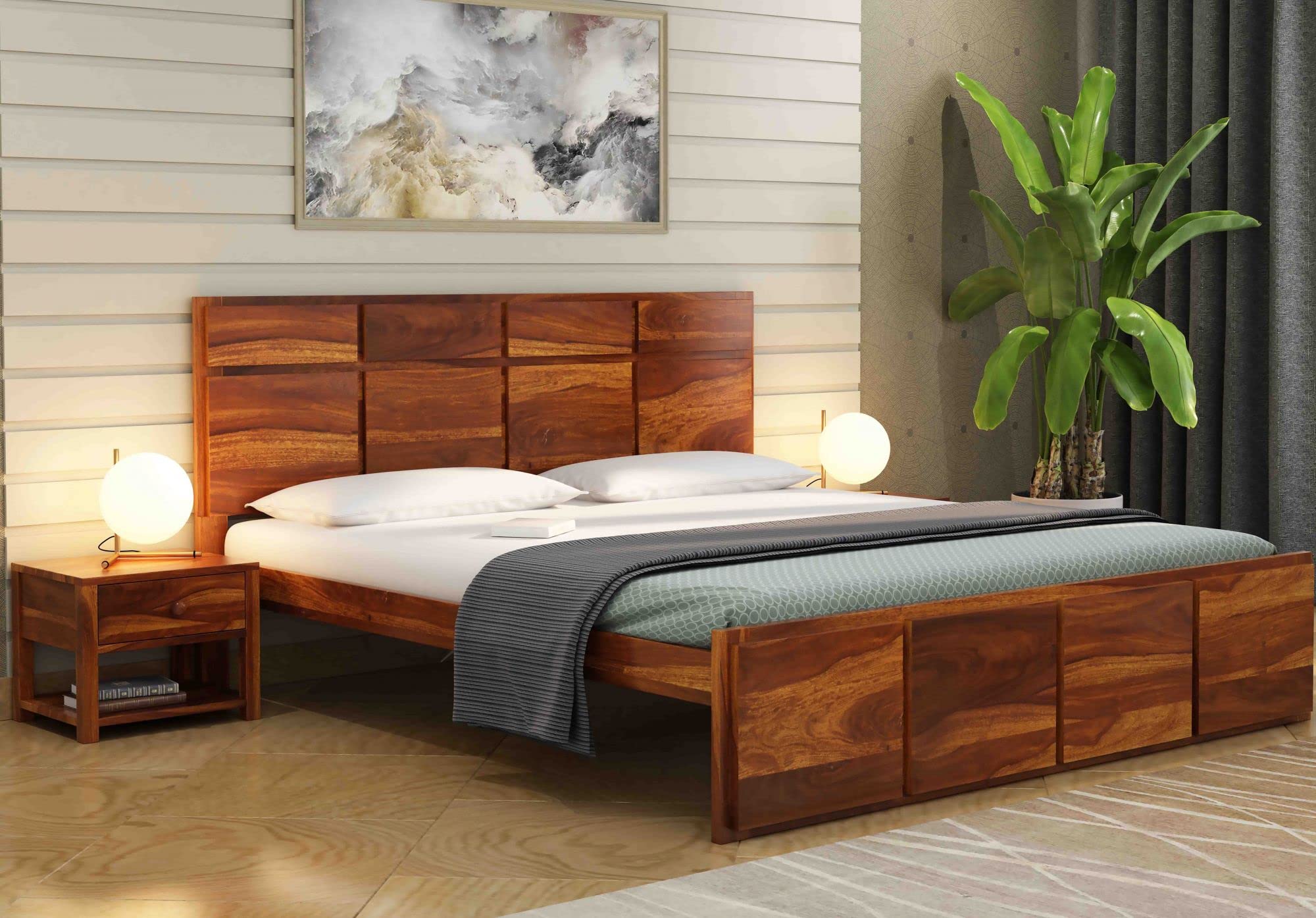 Andrott Solid Sheesham Wood Bed (Without Storage)