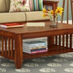 FurnitureWay Sheesham Wood Folding Tea Table – Honey Finish