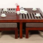 FurnitureWay Sheesham Wood Square Folding Tea Table – Walnut Finish