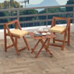 Sheesham Wood Foldable 2 Seater Square Patio Dining Set