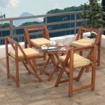 Sheesham Wood Foldable 4 Seater Square Patio Dining Set