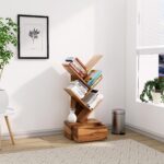 FurnitureWay Sheesham Wood 5-Tier Tree Bookshelf – Natural Finish