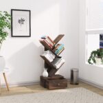 FurnitureWay Sheesham Wood 5-Tier Tree Bookshelf – Walnut Finish