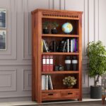 FurnitureWay Sheesham Wood Book Shelf with Racks Storage – Natural