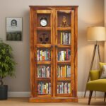 FurnitureWay Sheesham Wood Crockery Cabinet with Glass Door – Natural