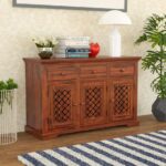Furniture Way Sheesham Wood Sideboard Cabinet – Honey Finish (FW2-SDB-HON-001)