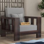FurnitureWay Sheesham Wood 1 Seater Sofa – Walnut Finish