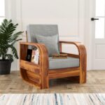 FurnitureWay Sheesham Wood 1 Seater Sofa – Honey Finish