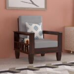 FurnitureWay Sheesham Wood 1 Seater Sofa – Walnut Finish