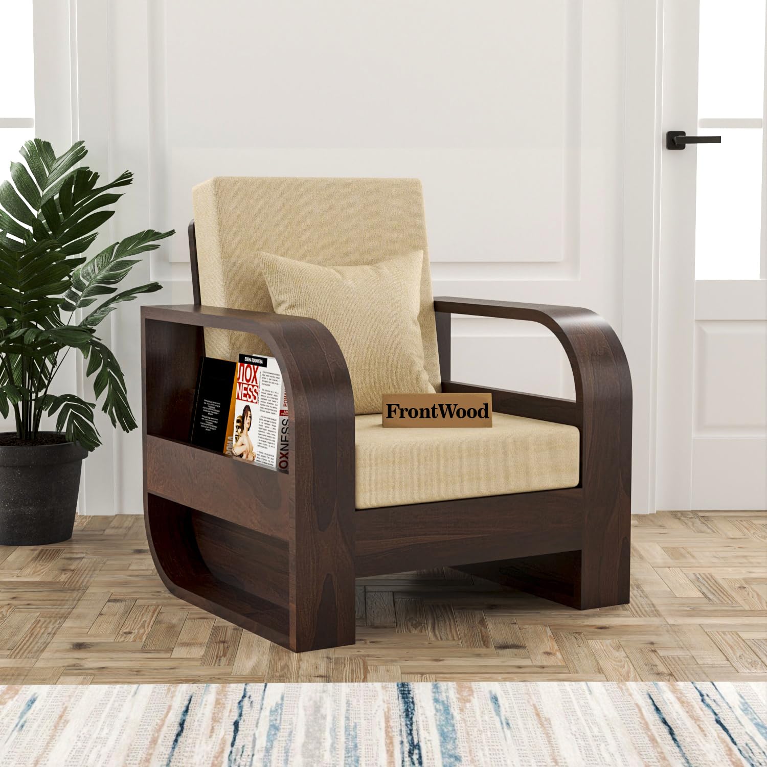 71kqHGvV3aL-1.jpg FurnitureWay Sheesham Wood 1 Seater Sofa – Walnut Finish - Image 1