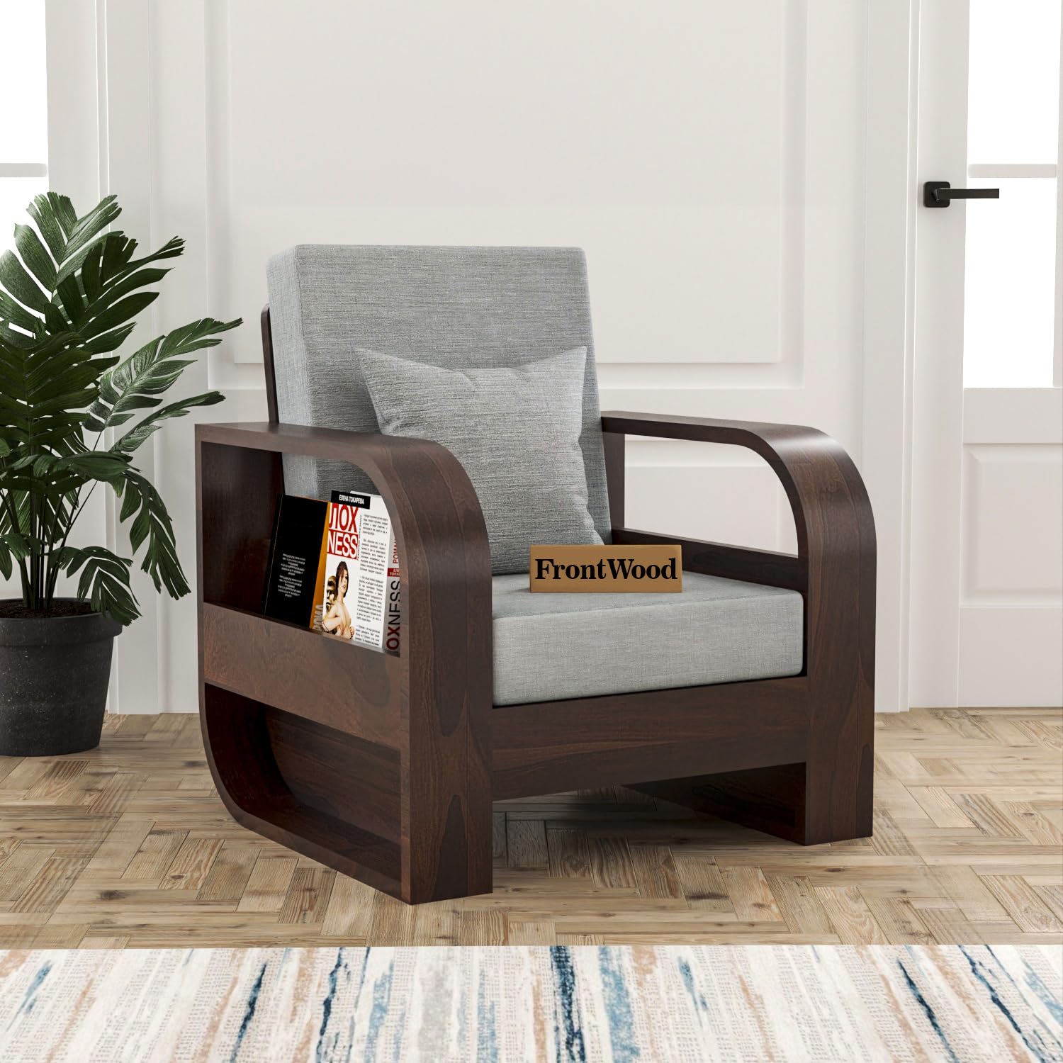 71ZY1ZdKySL-1.jpg FurnitureWay Sheesham Wood 1 Seater Sofa – Walnut Finish - Image 1