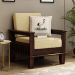 FurnitureWay Sheesham Wood 1 Seater Sofa – Walnut Finish