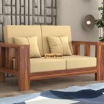 FurnitureWay Sheesham Wood 2 Seater Sofa – Natural Finish