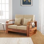 FurnitureWay Sheesham Wood 2 Seater Sofa – Honey Finish