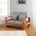 FurnitureWay Sheesham Wood 2 Seater Sofa – Natural Finish