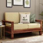 FurnitureWay Sheesham Wood 2 Seater Sofa – Honey Finish