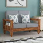 FurnitureWay Sheesham Wood 2 Seater Sofa – Natural Finish