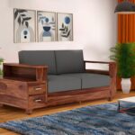 FurnitureWay Sheesham Wood 2 Seater Sofa – Teak Finish