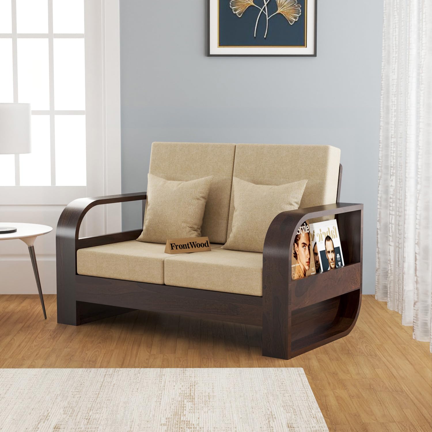 71ESpBLa6GL-1.jpg FurnitureWay Sheesham Wood 2 Seater Sofa – Walnut Finish - Image 1