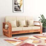 FurnitureWay Sheesham Wood 3 Seater Sofa – Honey Finish