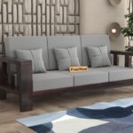 FurnitureWay Sheesham Wood 4 Seater Sofa – Walnut Finish