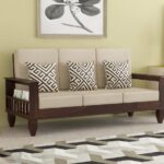 FurnitureWay Sheesham Wood 3 Seater Sofa – Walnut Finish