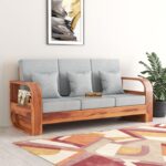 FurnitureWay Sheesham Wood 3 Seater Sofa – Natural Finish