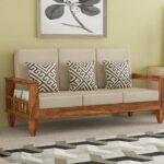 FurnitureWay Sheesham Wood 3 Seater Sofa – Natural Finish