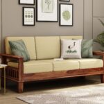 FurnitureWay Sheesham Wood 3 Seater Sofa – Natural Finish