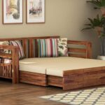 FurnitureWay Sheesham Wood 3 Seater Sofa cum Bed – Natural Finish