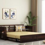 FurnitureWay Sheesham Wood 3 Seater Sofa cum Bed – Natural Finish