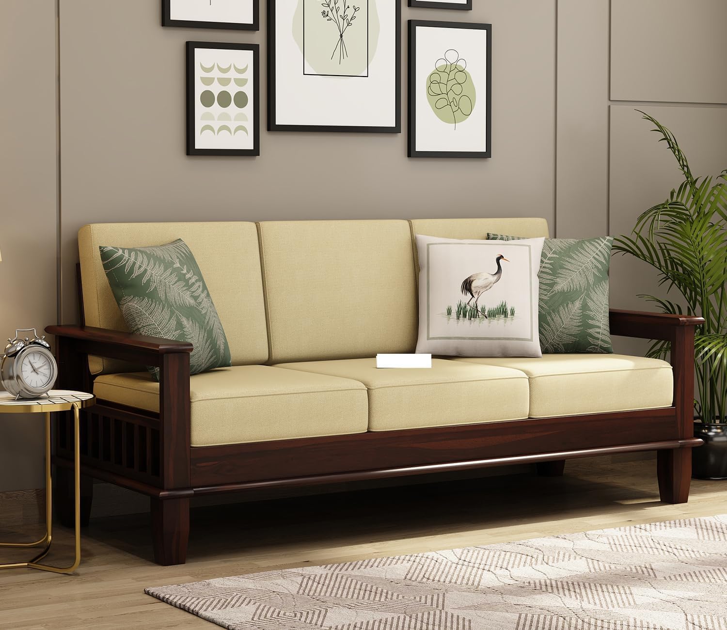 711iltP1hFL-1.jpg FurnitureWay Sheesham Wood 3 Seater Sofa – Walnut Finish - Image 1