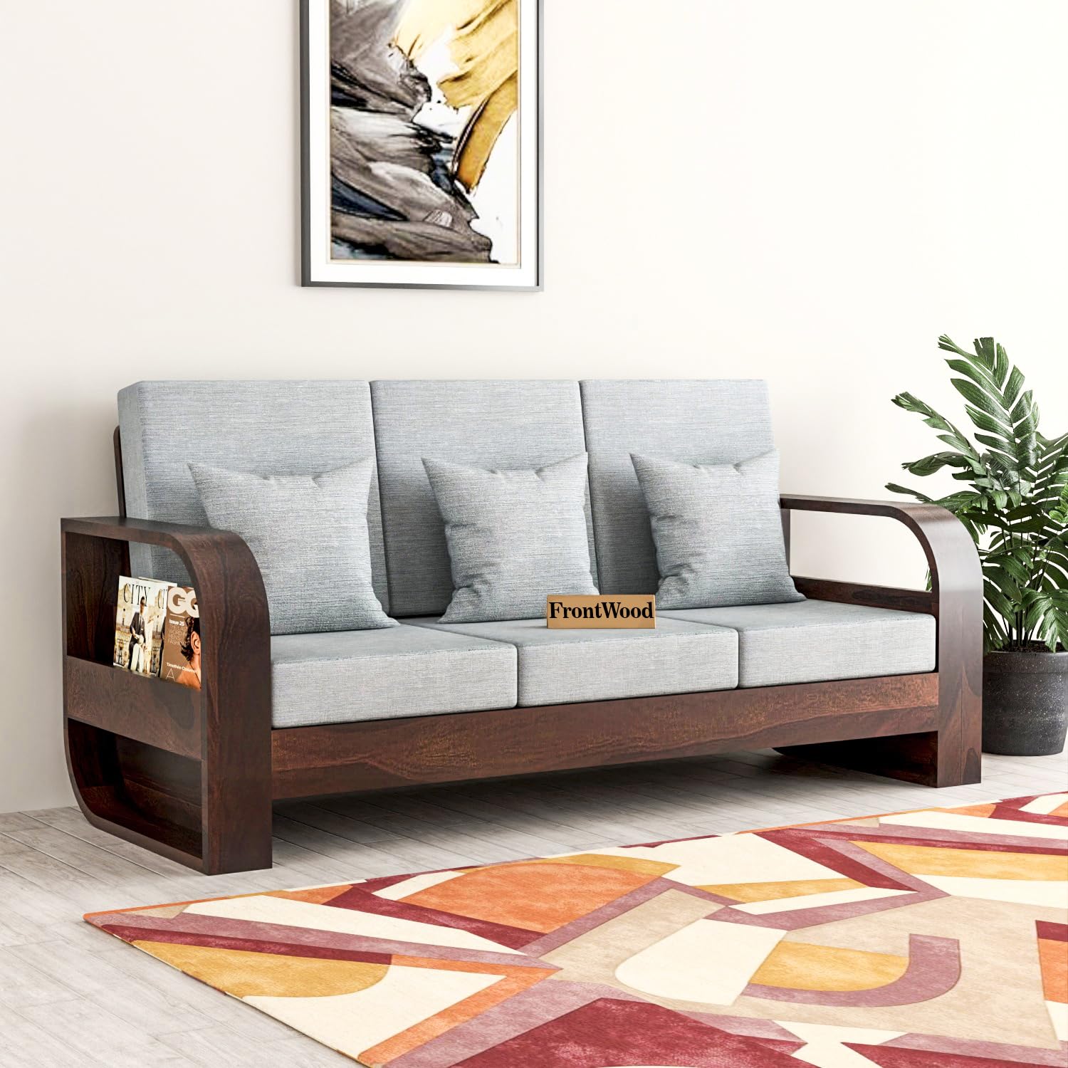 71X1IKRIaVL-1.jpg FurnitureWay Sheesham Wood 3 Seater Sofa – Walnut Finish - Image 1