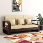 FurnitureWay Sheesham Wood 3 Seater Sofa – Walnut Finish