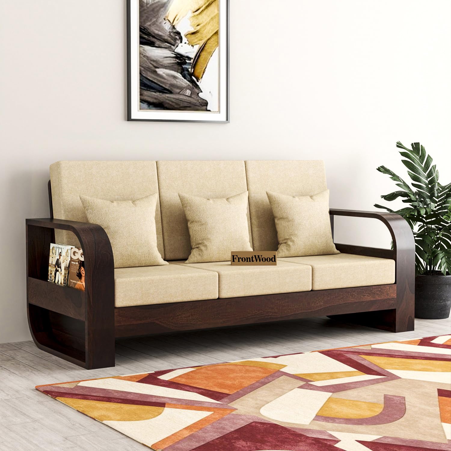 71h6KA7CDLL-1.jpg FurnitureWay Sheesham Wood 3 Seater Sofa – Walnut Finish - Image 1