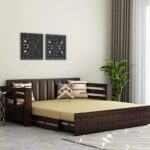 FurnitureWay Sheesham Wood 3 Seater Sofa cum Bed – Walnut Finish